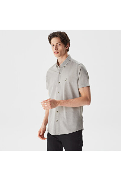 Nautica Erkek Yeşil Slim Fit Kısa Kollu Gömlek