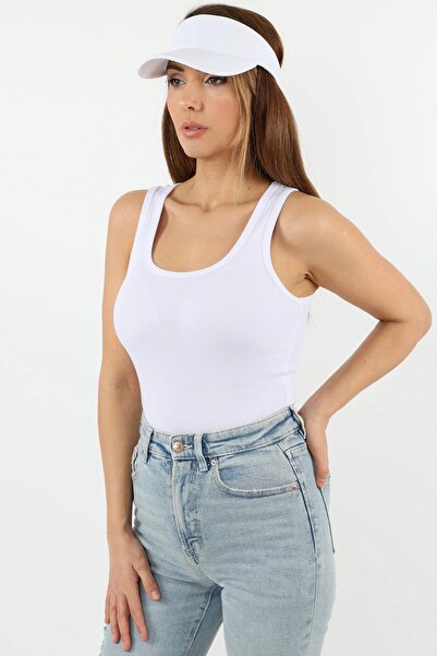 Ritnice Women's Cotton Premium Texture White Cotton Basic Corded Tank Top