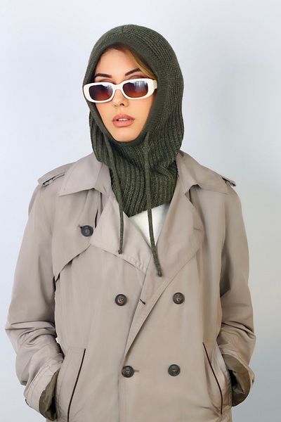 Ritnice Balaclava Kaki cu șnur de damă Tricotaj Beretă/Șapcă