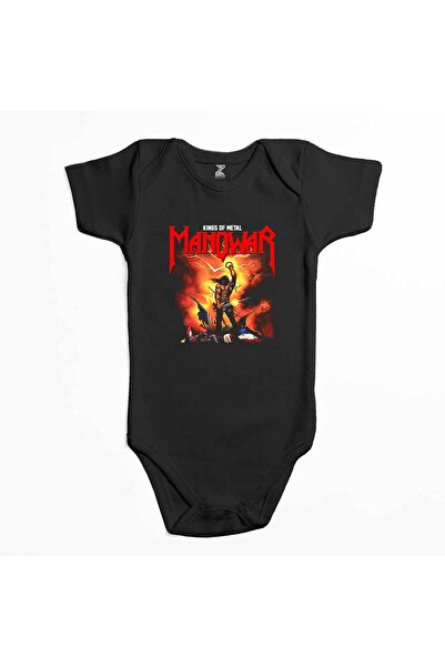 CrowsGate Manowar Kings of Metal Black Color Baby Bodysuit