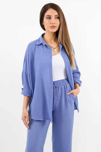 Ritnice Women's Linen Comfy Purple Bottom Top Set