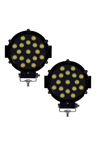TEAMCAR Off Road Sis Lambası Siyah 16 Cm Yuvarlak 17 Led 2 Adet