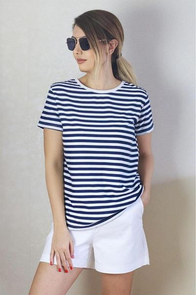 Ritnice Γυναικείο μπλουζάκι Navy Blue White ριγέ Basic