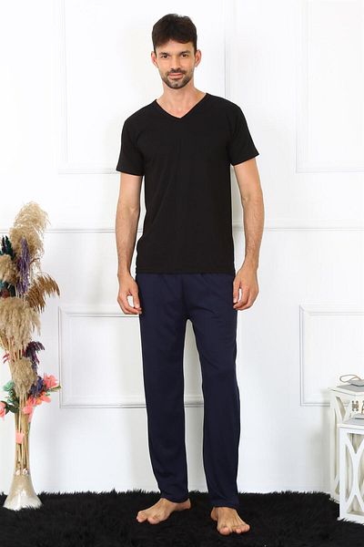 Akbeniz Ανδρικές πιτζάμες με μονό πάτο Navy Blue Cotton - 27495