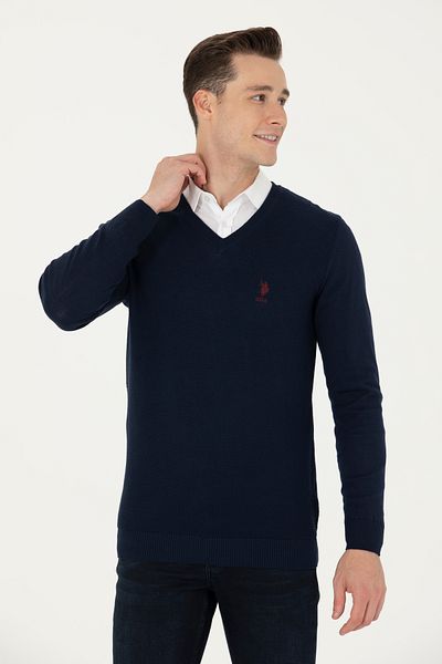 U.S. Polo Assn. Мъжки тъмносин базов пуловер 50269004 -Vr033