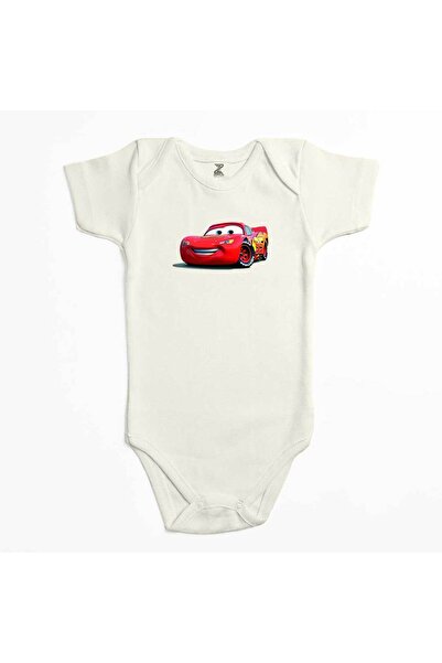 CrowsGate Lightning Mcqueen Cars Ecru Color Baby Bodysuit
