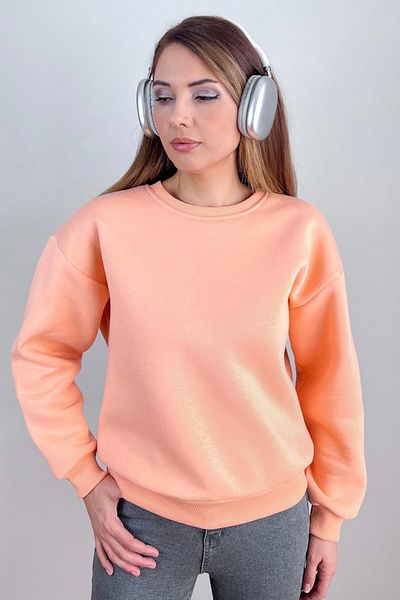 Ritnice Hanorac tricotat gros, din bumbac, cu gât crew, Cozy Salmon Basic, cu fleece în interior