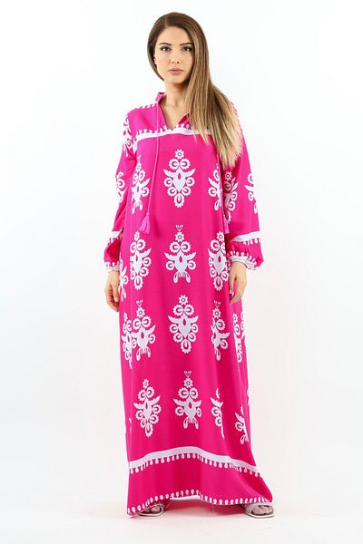 Ritnice Prive Long 145 cm Maxi Μήκος 95% Βαμβακερό Ροζ Καλοκαιρινό Μακρύ Φόρεμα