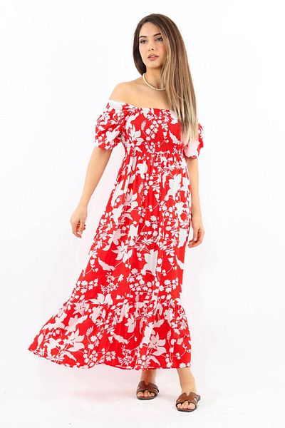 Ritnice Positano Red Viscose Long Elastic Women's Dress