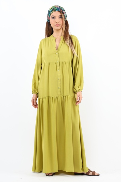 Ritnice Rochie de vară Prive pentru femei, 100% viscoză, verde ulei, lungime ...
