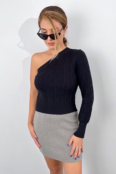 Ritnice Pulover de damă Aida cu un singur mânecă negru