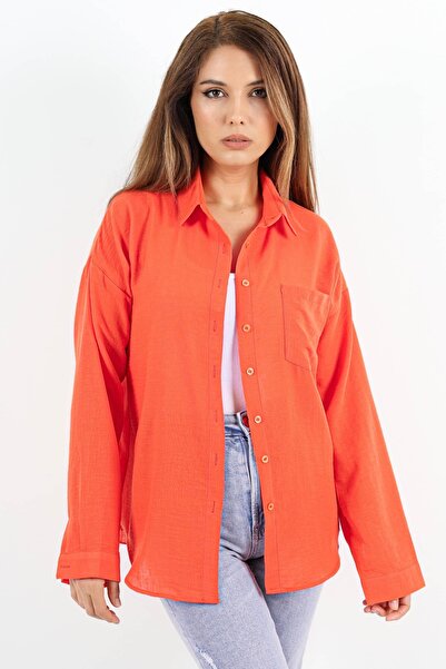 Ritnice Orange Linen Women's Shirt - Well