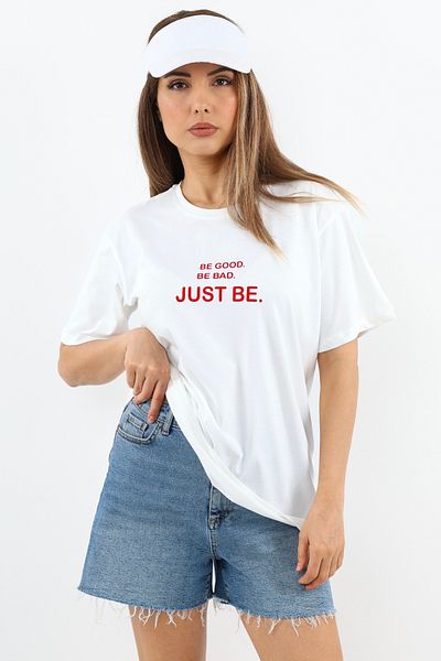 Ritnice Γυναικείο μπλουζάκι Just Be White Wide Cut 100% βαμβάκι