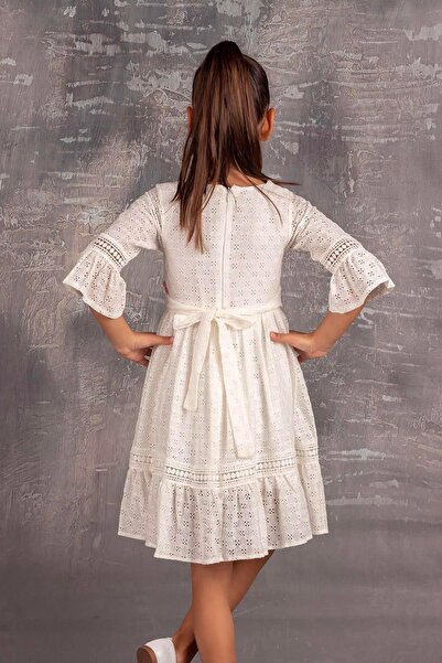 Tivido Uzun Kollu Kolyeli Kız Çocuk Elbise