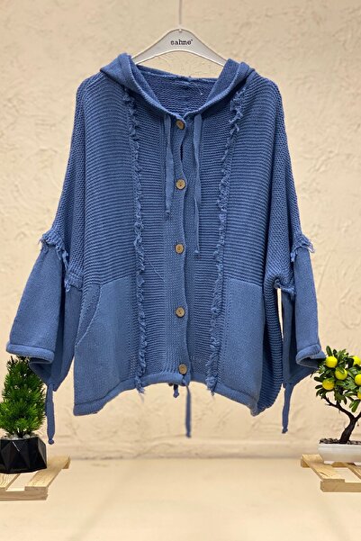 sahnemoda Капюшон з бахромою та ґудзиками, кардиган-накидка