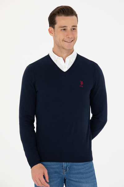 U.S. Polo Assn. Чоловічий темно-синій базовий пуловер 50269002VR033