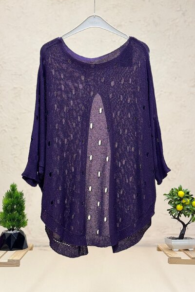 sahnemoda Διάτρητη μπλούζα Mercerized με ανοιχτή μπροστινή πλευρά