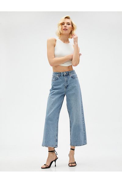 Koton Weite Crop-Jeans mit hoher Taille – Bianca Crop Jean