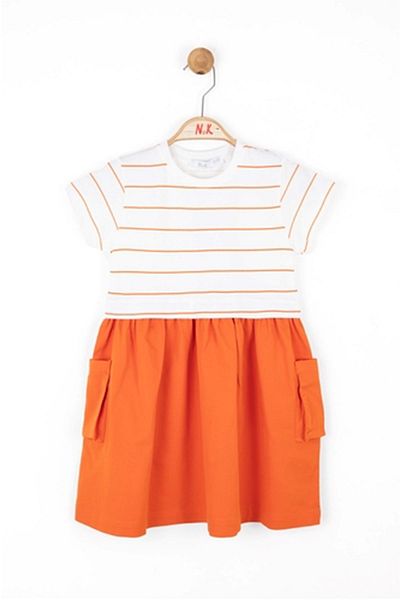 nk kids 76504 Bonibon 4/8 Εκρού-Πορτοκαλί Φόρεμα