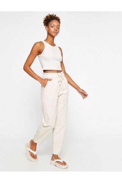 Koton Karottenhose mit Taschendetail zum Binden an der Taille