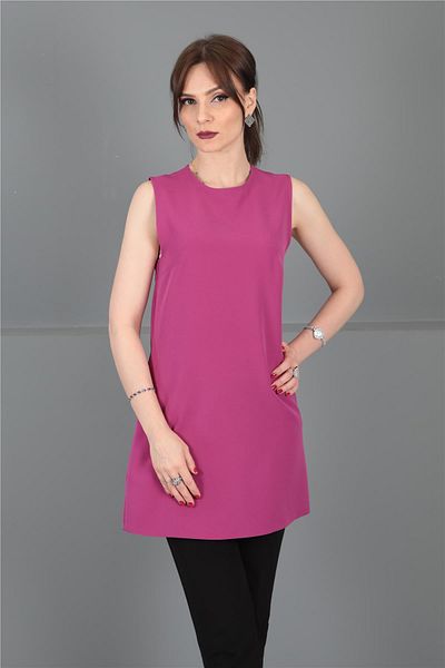 ÖNDER ÖZSOY O-Neck Sleeveless Blouse-Fuchsia