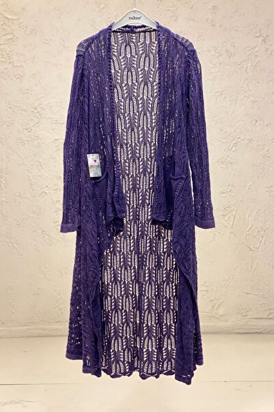 sahnemoda Cardigan lung, mercerizat, asimetric, ajurat