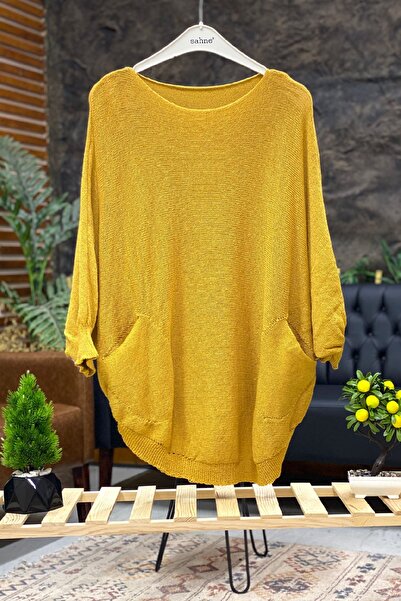 sahnemoda Μπλούζα με διπλή τσέπη Bat Mercerized Tunic