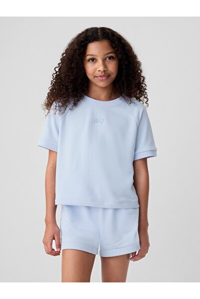 GAP Kız Çocuk Mavi Mini Gap Logo Raglan Sweatshirt