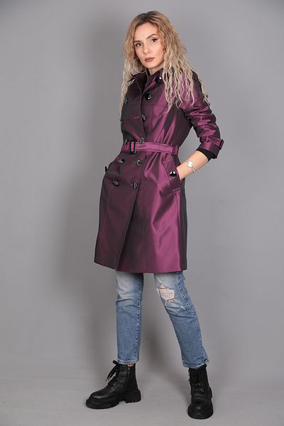 ÖNDER ÖZSOY Classic Taffeta Trench-Plum