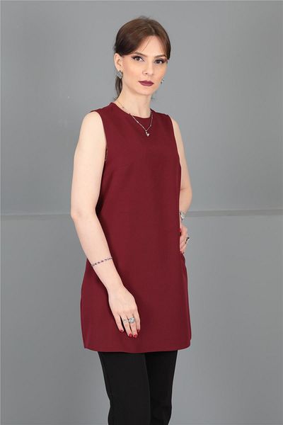 ÖNDER ÖZSOY O-Neck Sleeveless Blouse - Claret Red