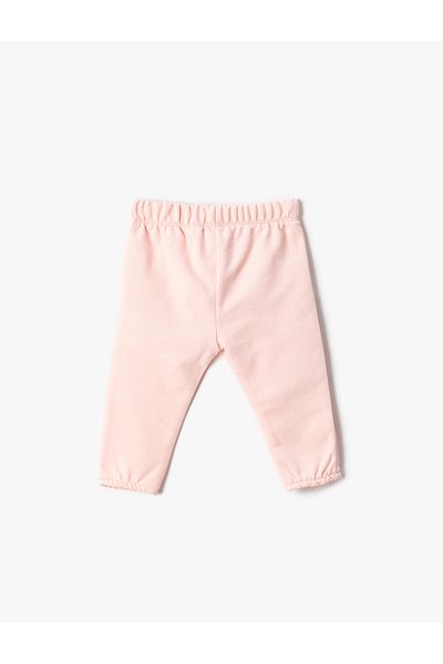 Koton Cotton Sweatpants with Elastic Waist Print Detail Raised