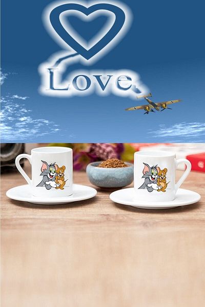 gold fotoğrafçılık Tom And Jery Special Set of 2 Coffee Cups for Lovers