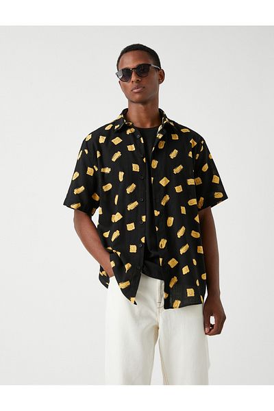 Koton Short Sleeve Shirt Classic Collar Cotton Printed