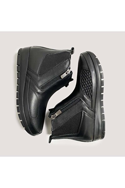 Bulldozer 240701 Ayak Çıkıntısına Özel Deri Fermuarlı Kadın Bot - Siyah - 41 - RMY00583-13223