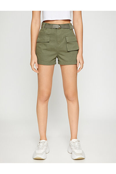 Koton Džínové šortky s páskem, vysokým pasem a kapsou
