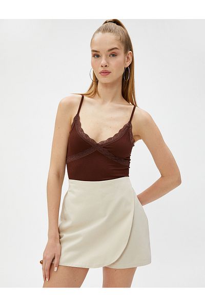 Koton Mini-Shorts, Rock, Baumwolle, Gesäßtasche, detaillierter, elastischer Bund