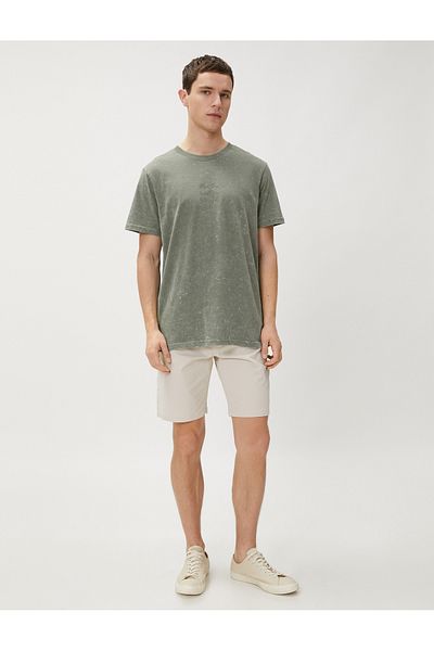 Koton Cotton Gabardine Shorts - Pale Effect and Button
