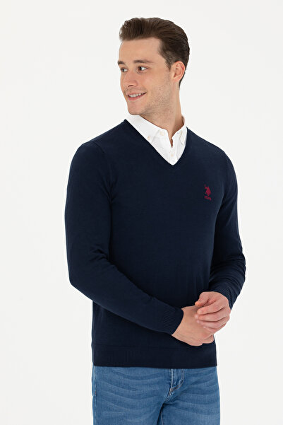 U.S. Polo Assn. Чоловічий темно-синій базовий пуловер 50269002VR033