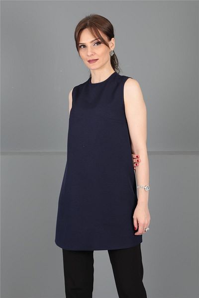 ÖNDER ÖZSOY O-Neck Sleeveless Blouse - Navy Blue
