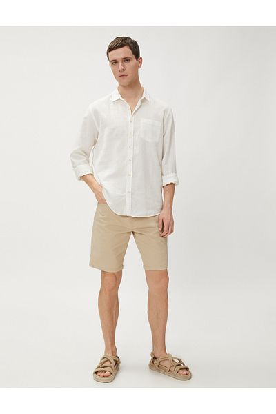 Koton Shorts aus Baumwollgabardine – blasser Effekt und Knopf