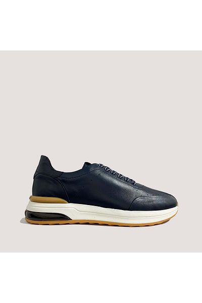 MARCOMEN 19512 Men's Leather Casual Shoes - Navy Blue - 40