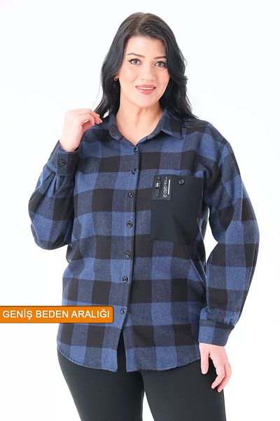 Lady Majestic Cămașă de lumberjack cu țesătură supradimensionată în carouri