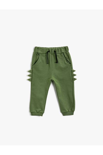 Koton Jogger Sweatpants Pocket Dinosaur Print Detailed Applique Tie Waist