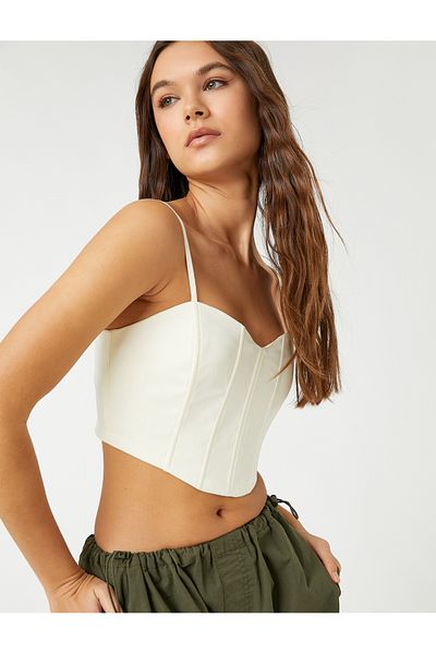 Koton Asymmetrisch geschnittenes Bügel-Crop-Bustier – dünne Träger