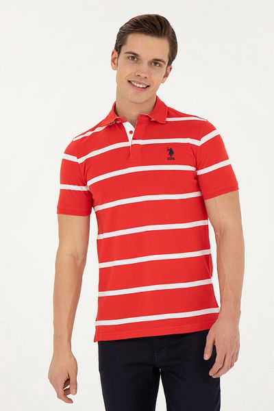 U.S. Polo Assn. Red Men's Polo Collar T-shirt - 50263221 -vr030