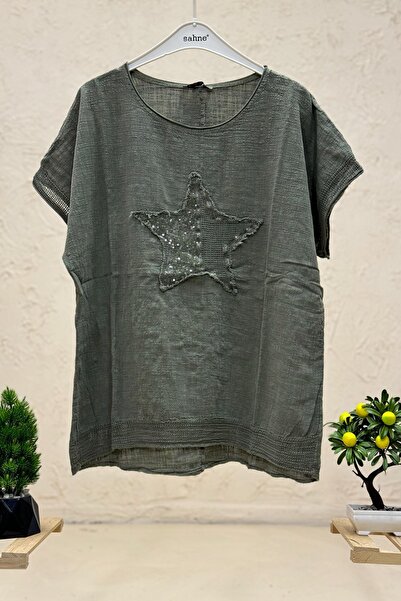 sahnemoda Μπλούζα με κοντό μανίκι Oversize Star Sequin