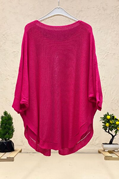 sahnemoda Μερσεριζέ Casual Μπλούζα με Ανοιχτή Μπροστινή Τσέπη