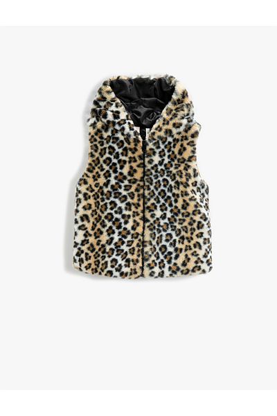 Koton Faux Fur Vest Hooded