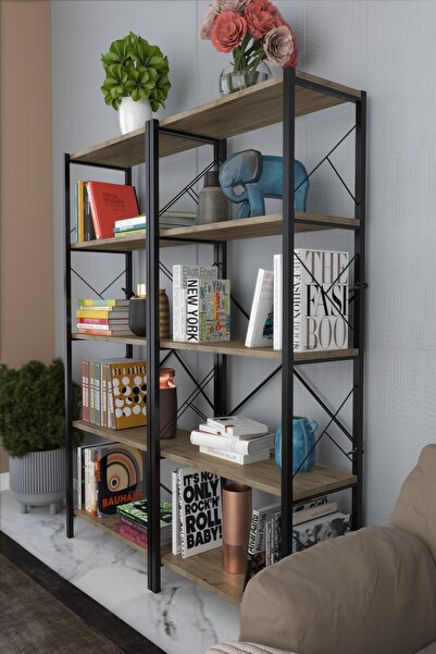 Morpanya Blue Metal Kitaplık 5 Raflı Çok Amaçlı Dosya Kitap Rafı Ofis Salon R...