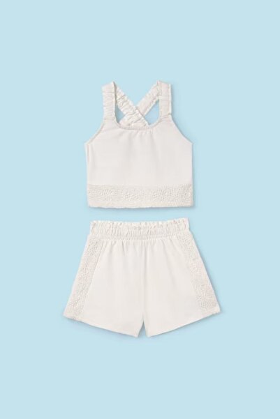 MAYORAL Kız Şort Set 6275-64 Krem
